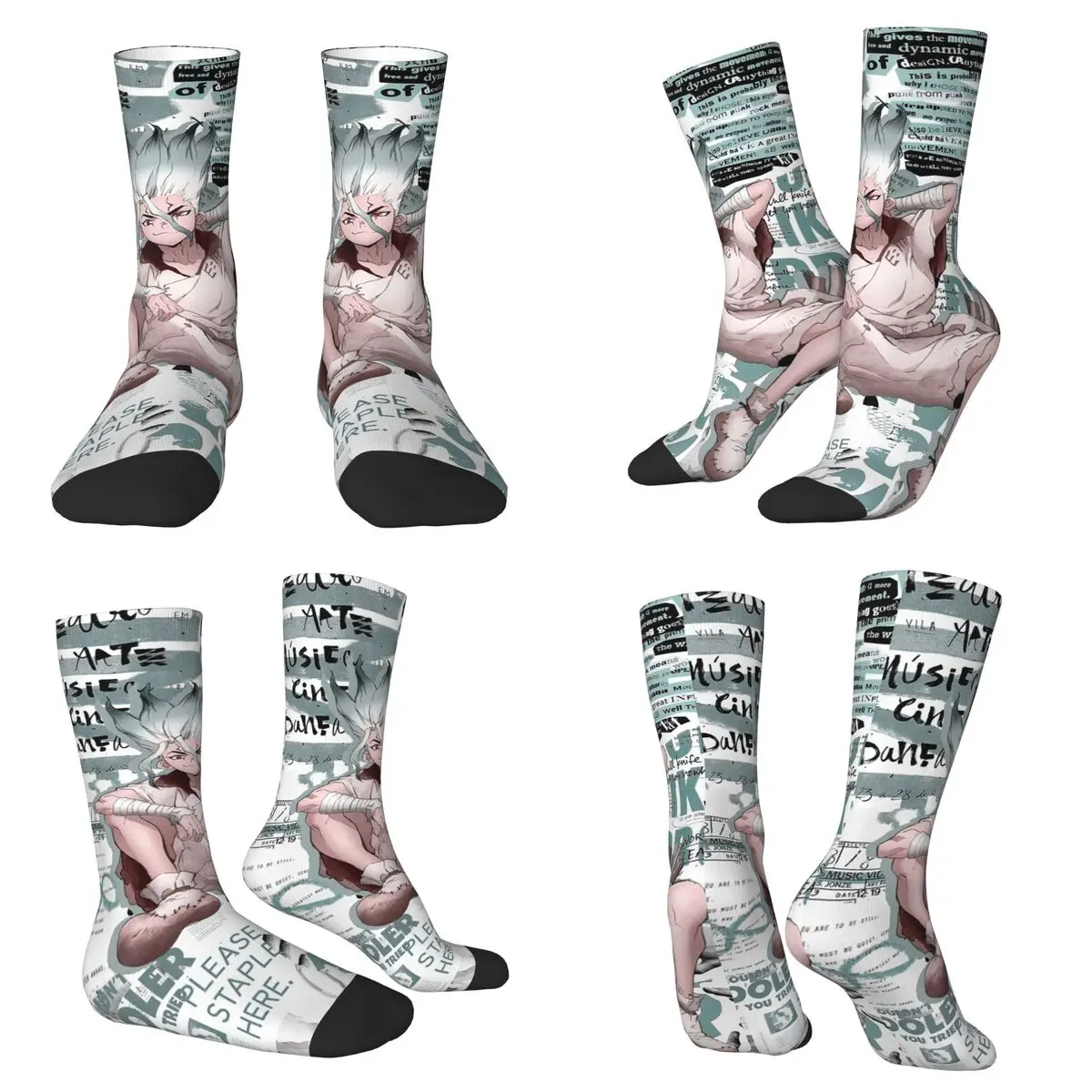 

Senku Ishigami Dr Stone Apan Anime Socks Harajuku Sweat Absorbing Stockings All Season Long Socks Accessories for Christmas Gift