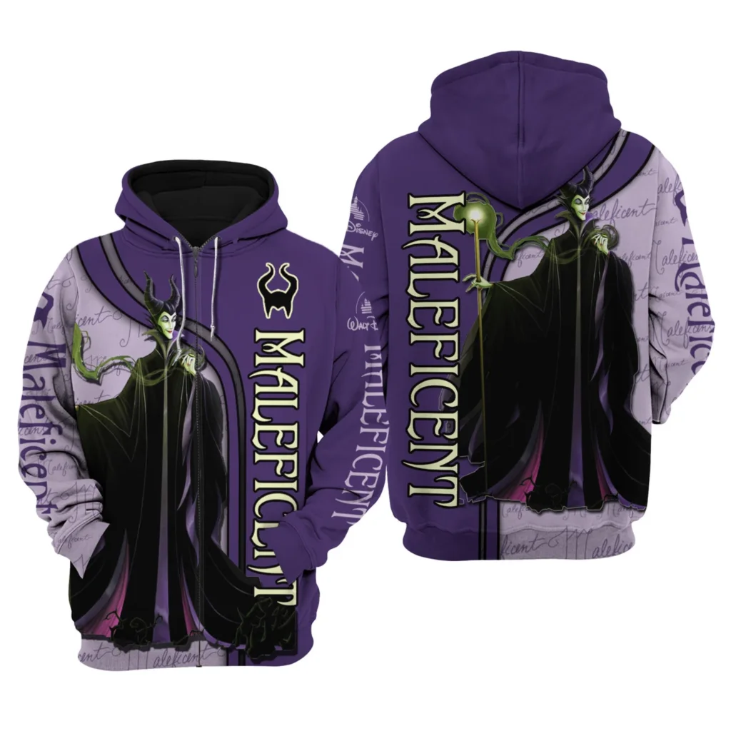 Halloween Villains 3D Hoodie Disney Halloween 3D Zip Hoodie