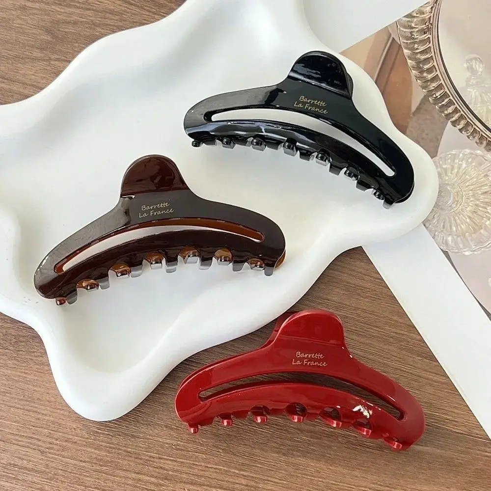 

French Style Arc-shape Acrylic Hair Clip Sweet Back Long Hair Hold Headband Hairpin Acetic Shark Clip Hollow-out Hair Claw Clip