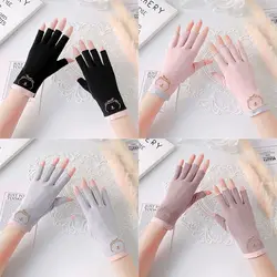 Thin Sun Protection Gloves Fashion Fingerless Short Anti-UV Mittens Elastic Sunscreen Gloves Female