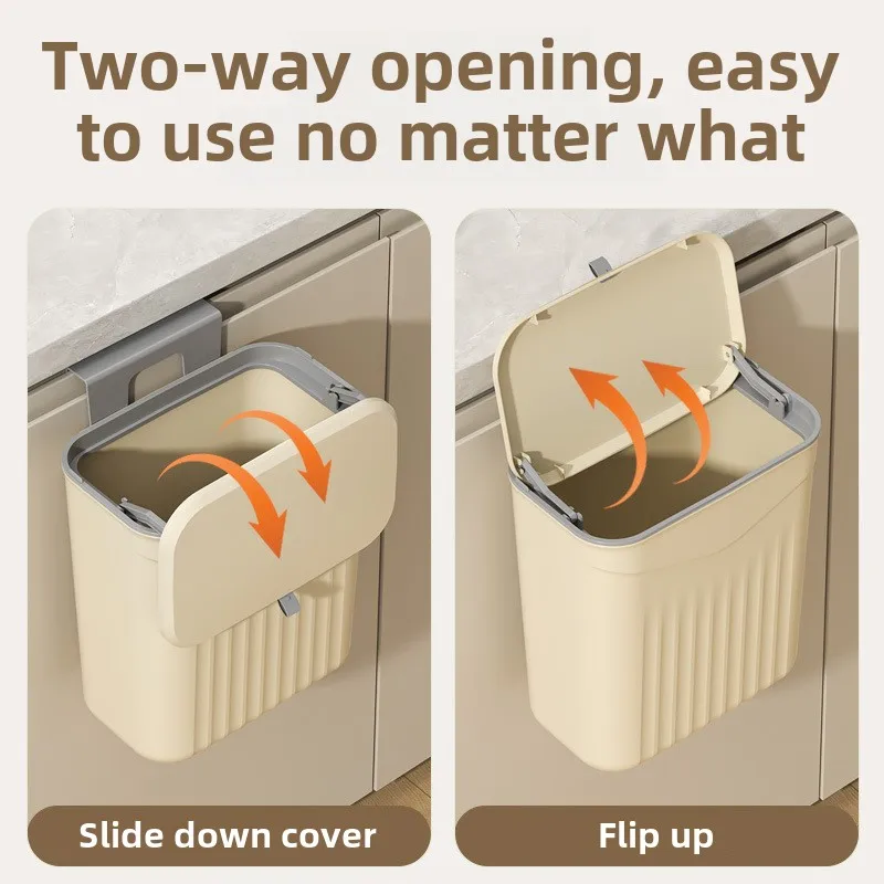 Kitchen Hanging Trash Can Household Cabinet Wall Hanging Storage Pail Plastic Toilet Toilet with Lid Compost Bin