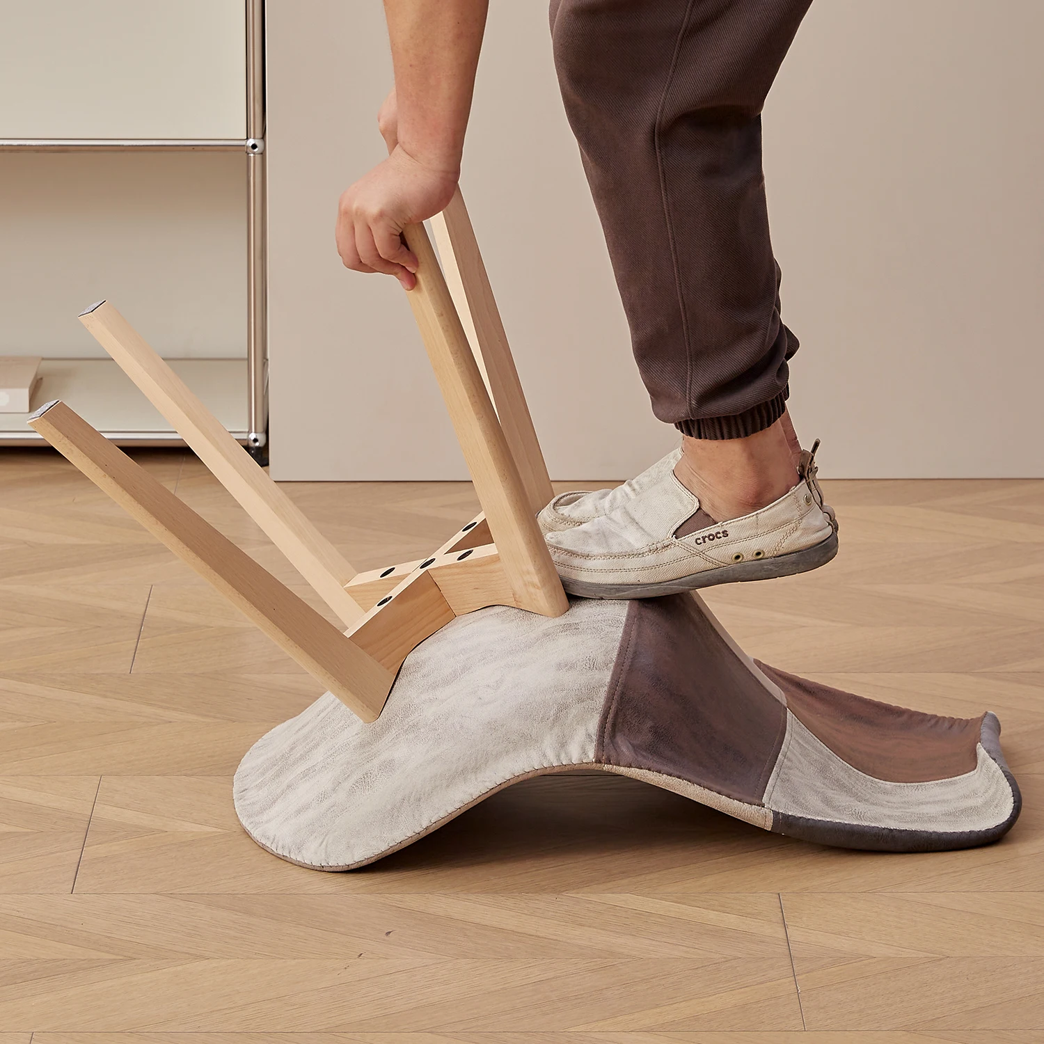 EGOONM zestaw 4 krzesła do jadalni patchworkowych krzeseł z drewnianymi nogami i wyściełanym siedziskiem do kuchni salon tkaniny technicznych