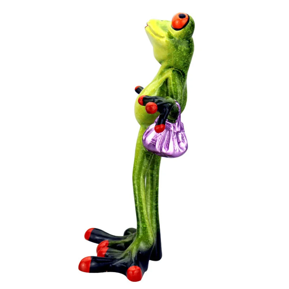

Creative Frog Figurine Resin Statue Handbag Design Cute Desktop Garden Decor Novelty Home Office Decoration Resin Animal nament