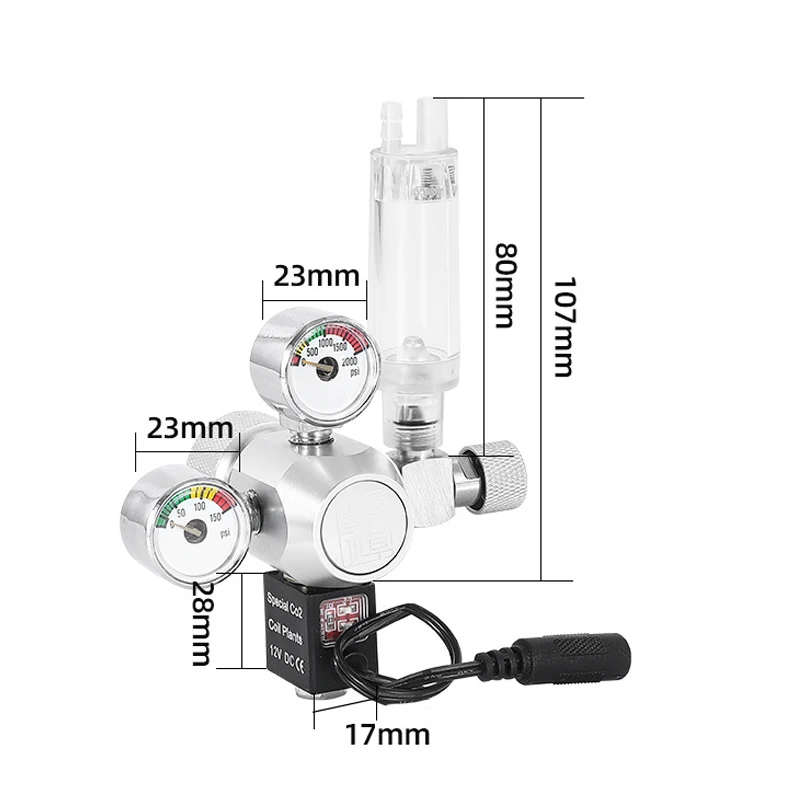 

Aquarium CO2 Regulator Solenoid Valve Kit Check Valve Fish Tank DIY CO2 Pressure Reducing Valve Control System Reactor Generator