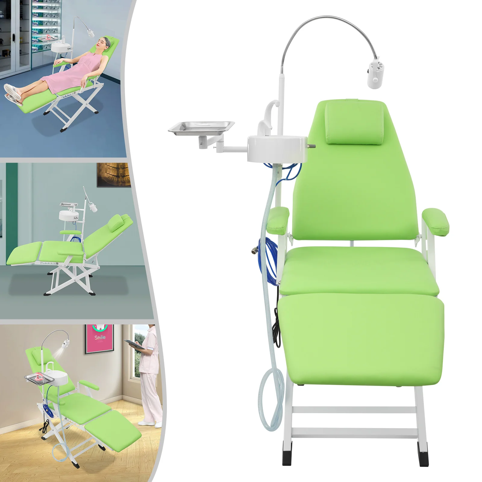 

Складной мобильный стул емкостью 100 кг, портативный стоматологический стул со светодиодной подсветкой, стандарт США, стоматологический стул с гладкими подвижными колесами