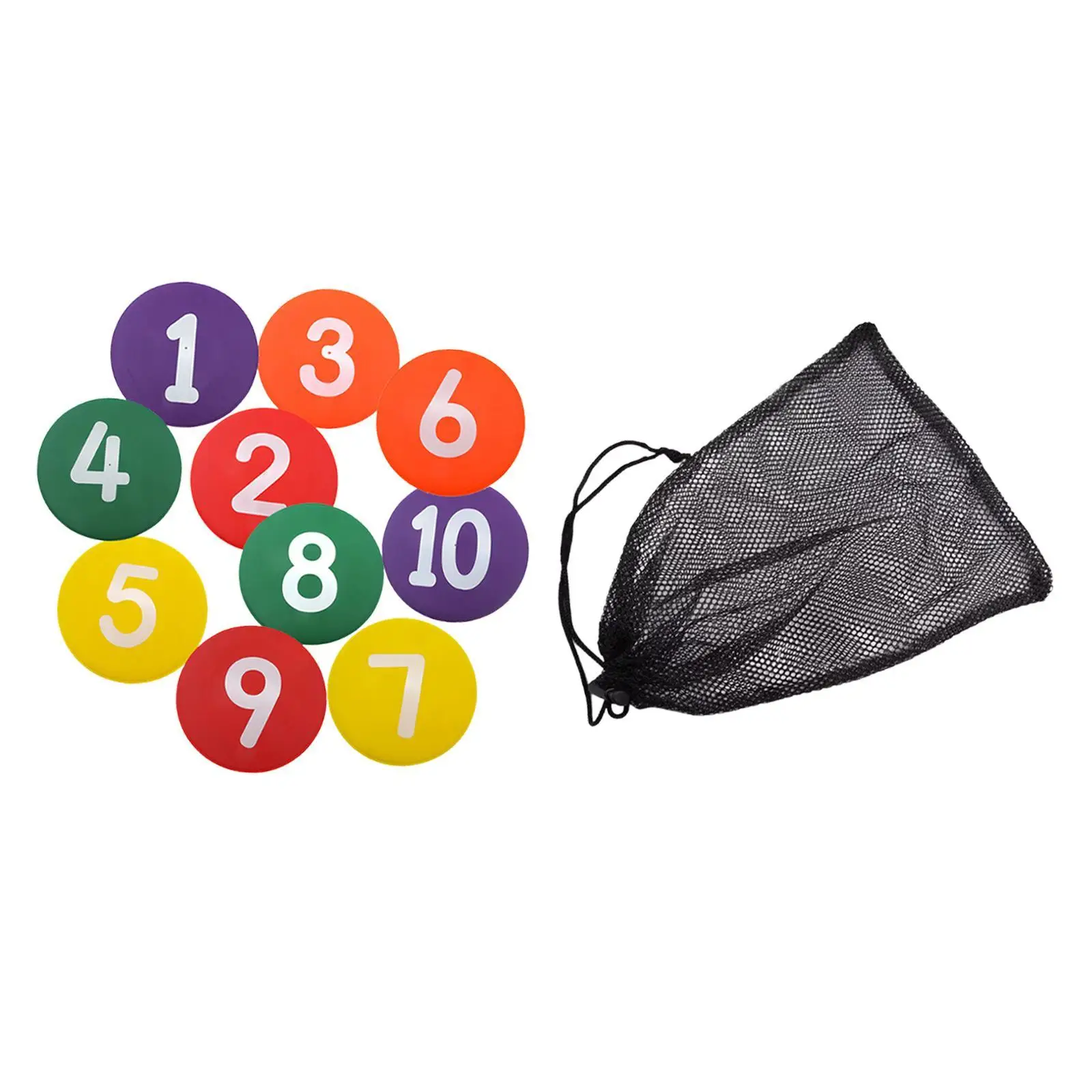 10Pcs Numbered Floor Spot Markers Equipment Flat Disc Markers for Soccer Training Exercise Basketball Indoor Outdoor Activities