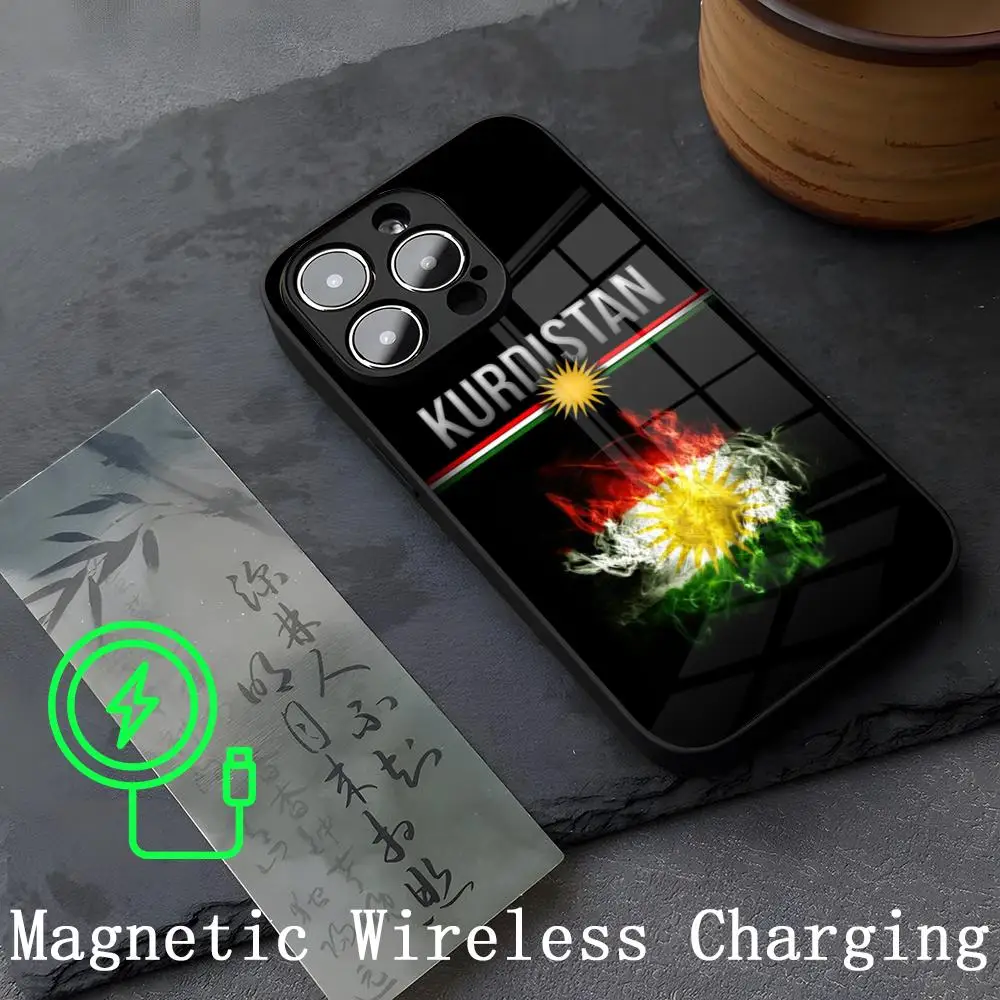 Kurdistan Flag Strong Magnetism Glass For iPhone 16ProMax 14 15 13 12 15 11 Pro Max Plus Mini Coque