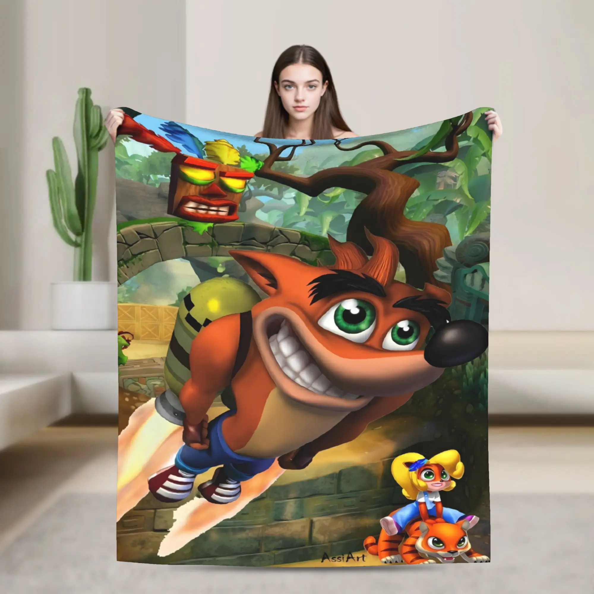 Crashs Bandicoots Plush Blanket Girls Boys  Flannel Throw Blanket For Living Room Super Soft Custom Quality Bedspread Gift Idea