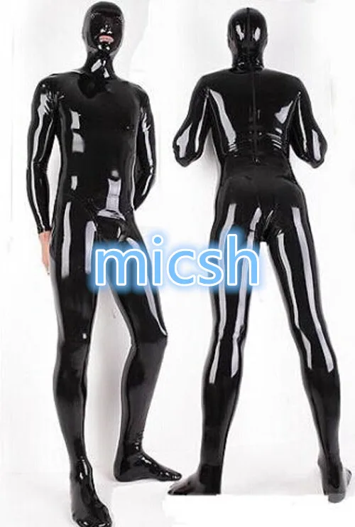 Latex Catsuit Rubber Bodysuit Masquerade Mask Feet Suit Cosplay Halloween