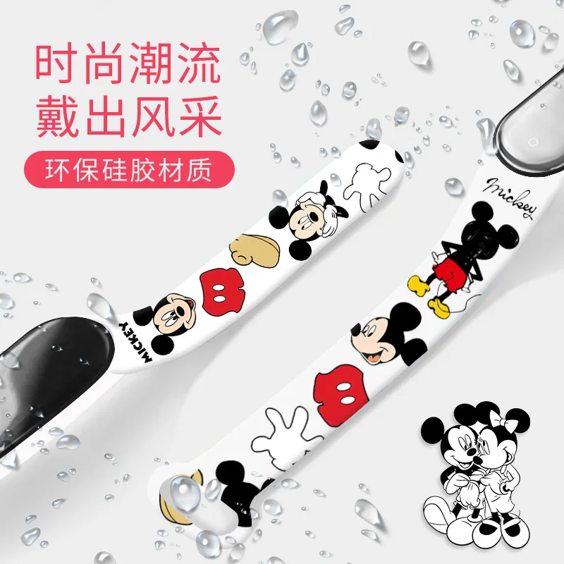 Disney Mickey Minnie Strap for Xiaomi Mi Band 4 3 5 6 NFC Watch Band Silicone Bracelet Replacement for XiaoMi Band 6 7 Wristband