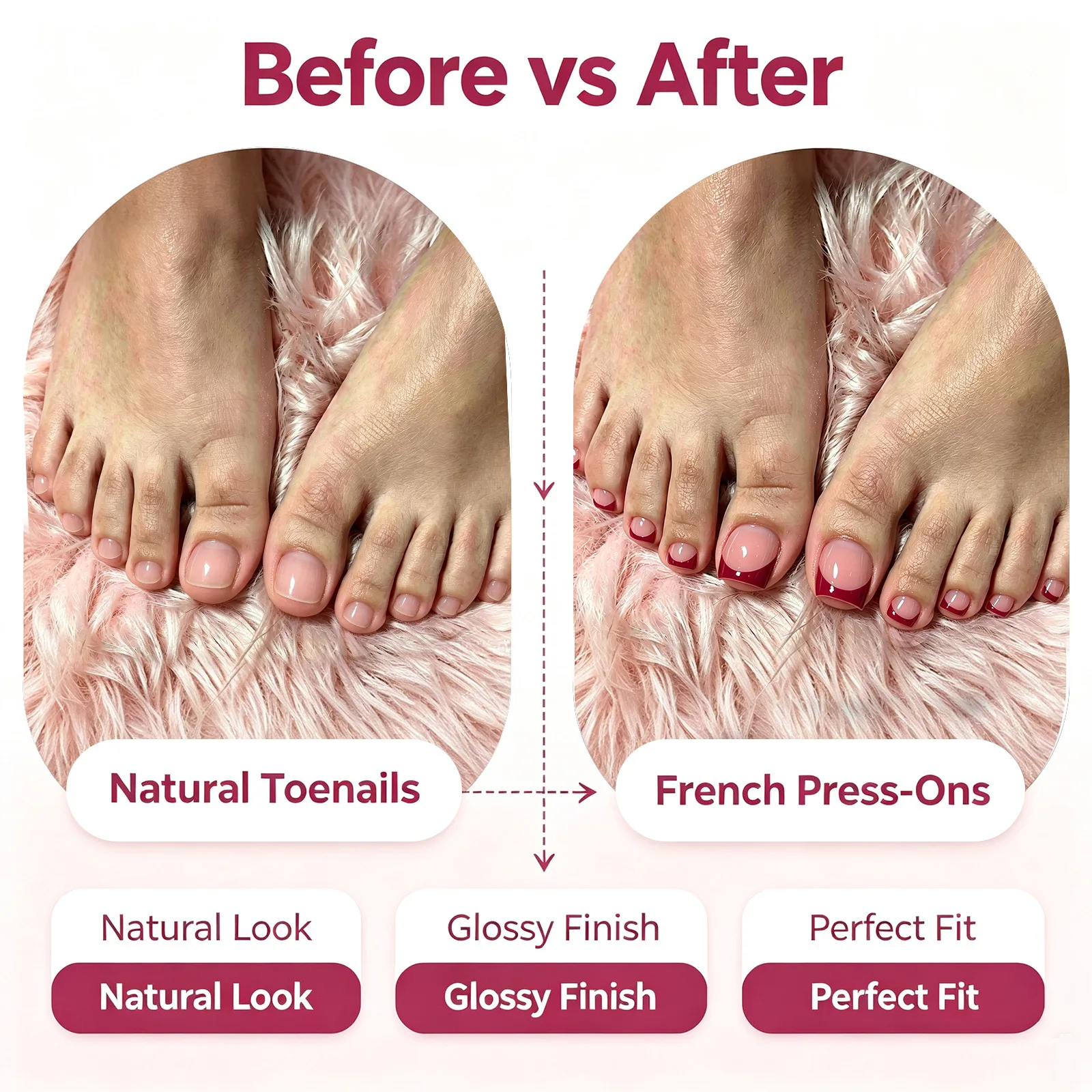 160PCS Boxed French Short Toe Press On Nails Nude Pink False Toenails Included Full Cover Fake Foot Nails DIY Pedicure Nail Art