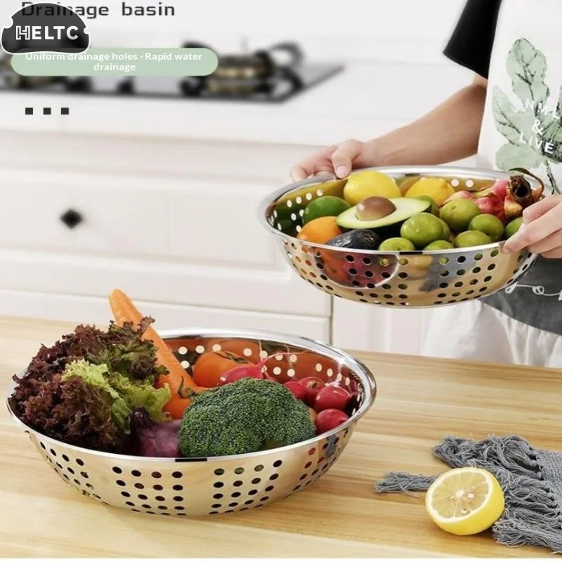 

2224/2628/30/34CM Rice Sieve Strainer Stainless Steel Colander Kitchen Helper Big Drainer Basin