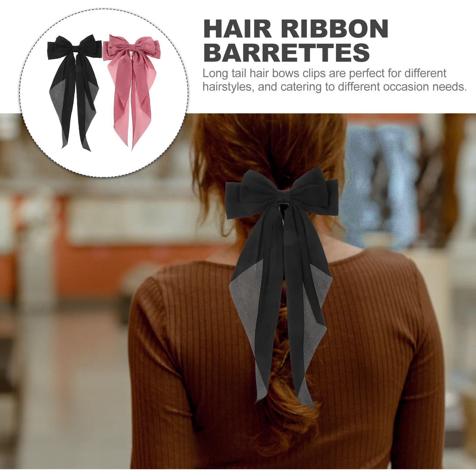 

2 Pcs Hair Number Accessories for Clips Bow Ponytail Holder Bowknot Barrettes Women