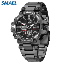 SMAEL Original Elegant Watches for Men Analog Digital Sport Wristwatch Male Luminous Waterproof Alarm Clock Gifts for Boyfriends