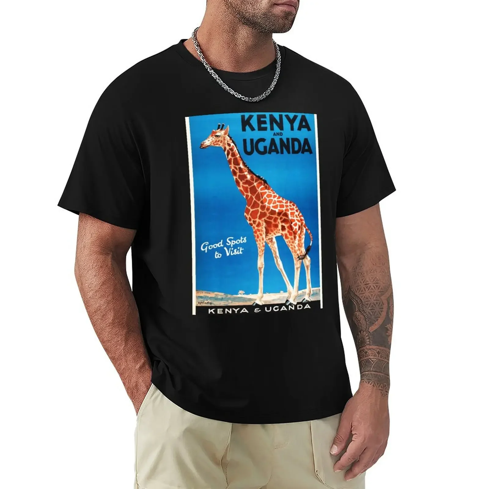 KENYA & UGANDA Railways & Harbours Good Spots to Visit Vintage Travel Poster T-Shirt sweat man clothes mens t shirt