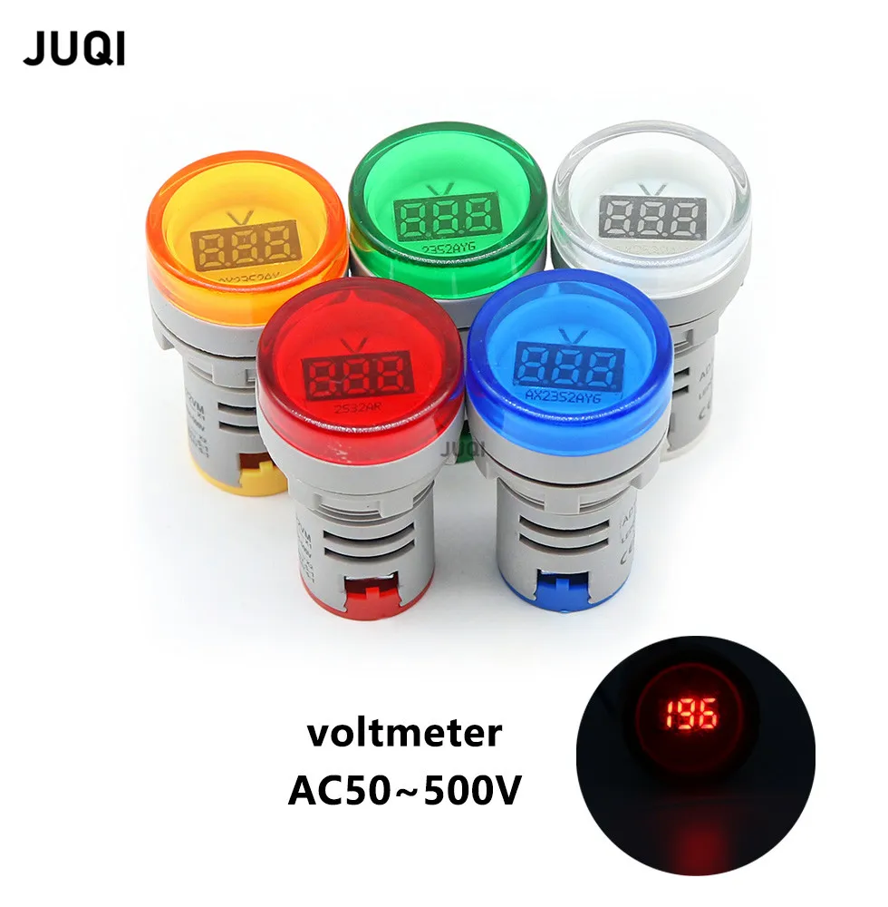 1PCS 22mm AD16-22DSV Circular voltmeter AC 50-500V Mini LED Digital Display measure Voltmeter Indicator Light Pilot Lamp