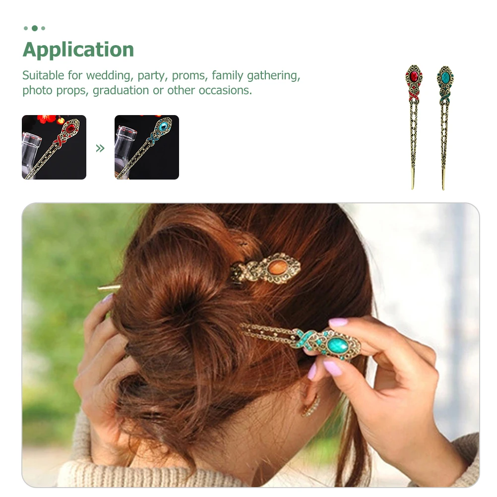 

2Pcs Exquisite Retro Hair Sticks Attractive Hair Chopsticks Traditional Chinese Hair Accessories For Daily Use