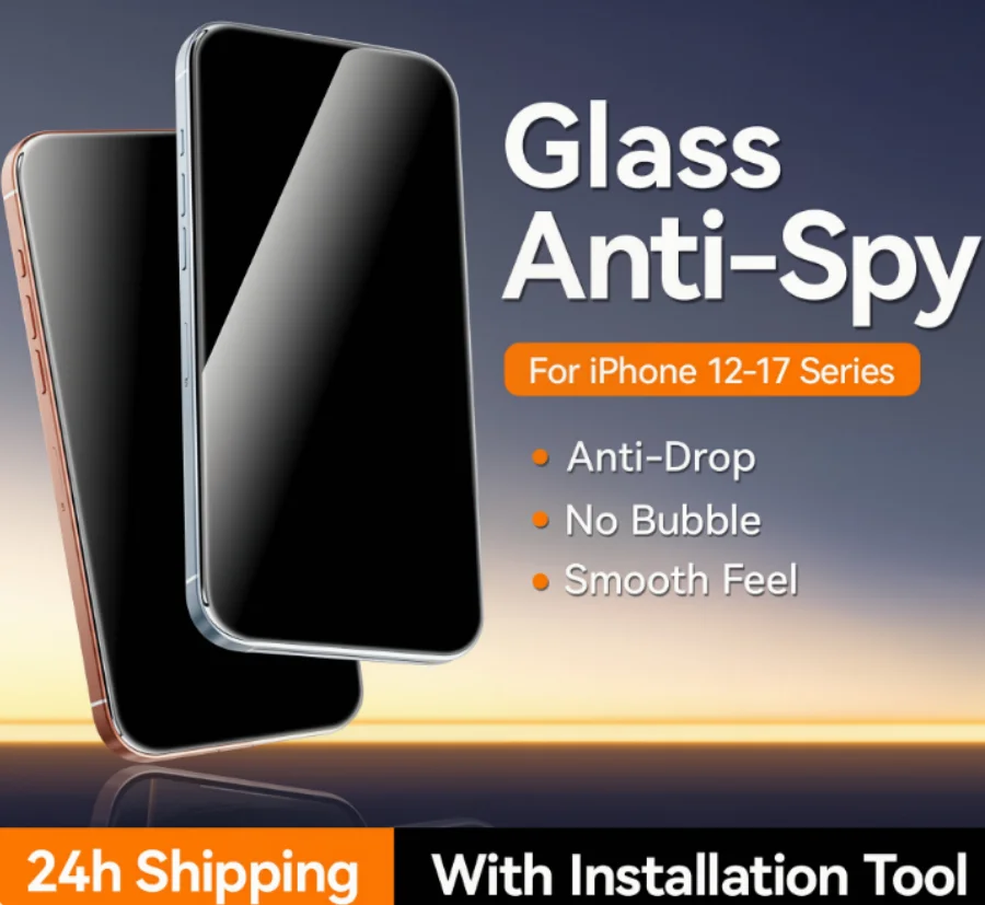 

1/2Pcs Anti-spy Glass For iPhone 17 16 15 14 Pro Max Glass For iPhone 17 16 15 14 13 12 Pro Max Privacy Screen Protector