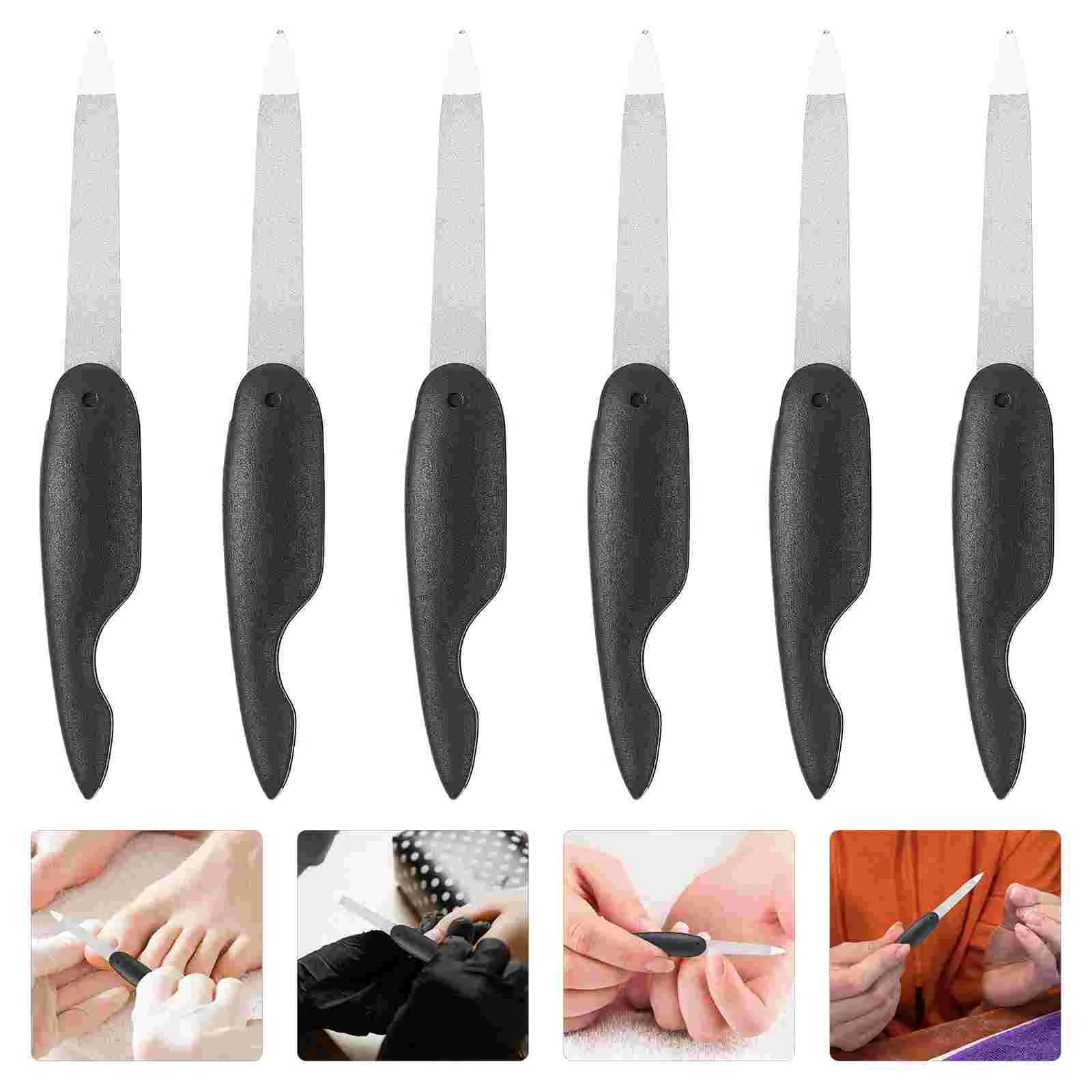 

6 Pcs Pedicure Tools Folding Nail File Fingernail Bulk Files Frosted Metal Black Buffer Baby