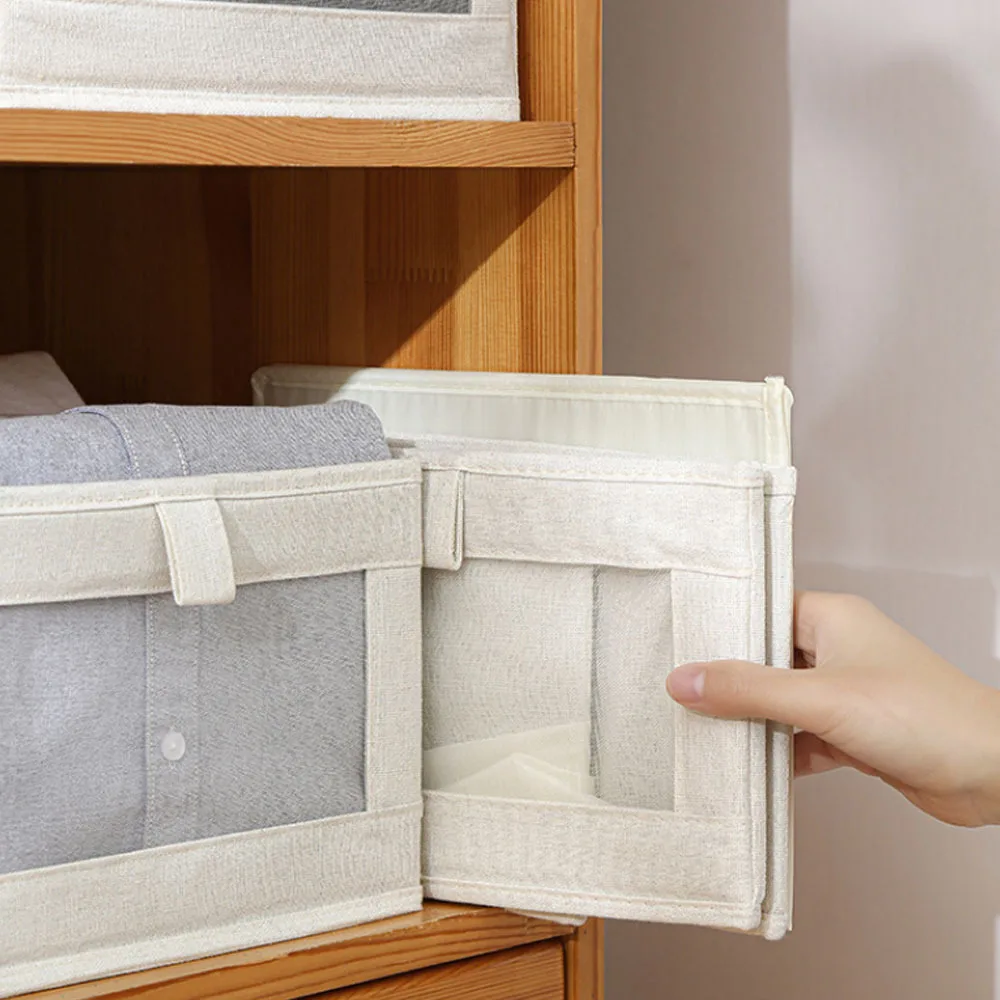 Foldable clothing sorting box;visual window wardrobe organizing basket;Large underwear storage box;Drawer organizing storage box