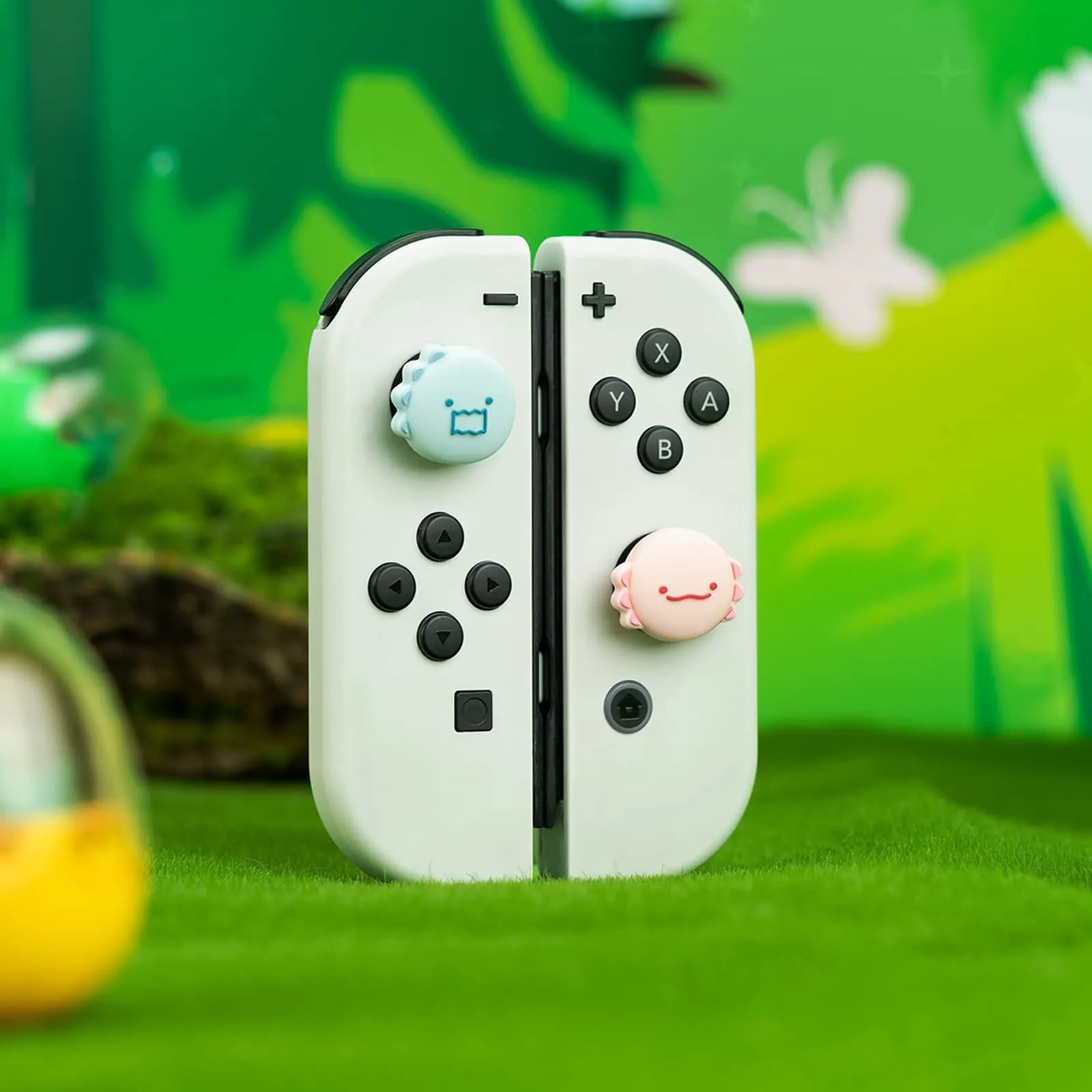 Geekshare Schattige Dinosaurus Axolotl Siliconen Joycon Thumb Grip Caps Joystick Cover Compatibel Met Nintendo Switch/Oled/Switch Lite