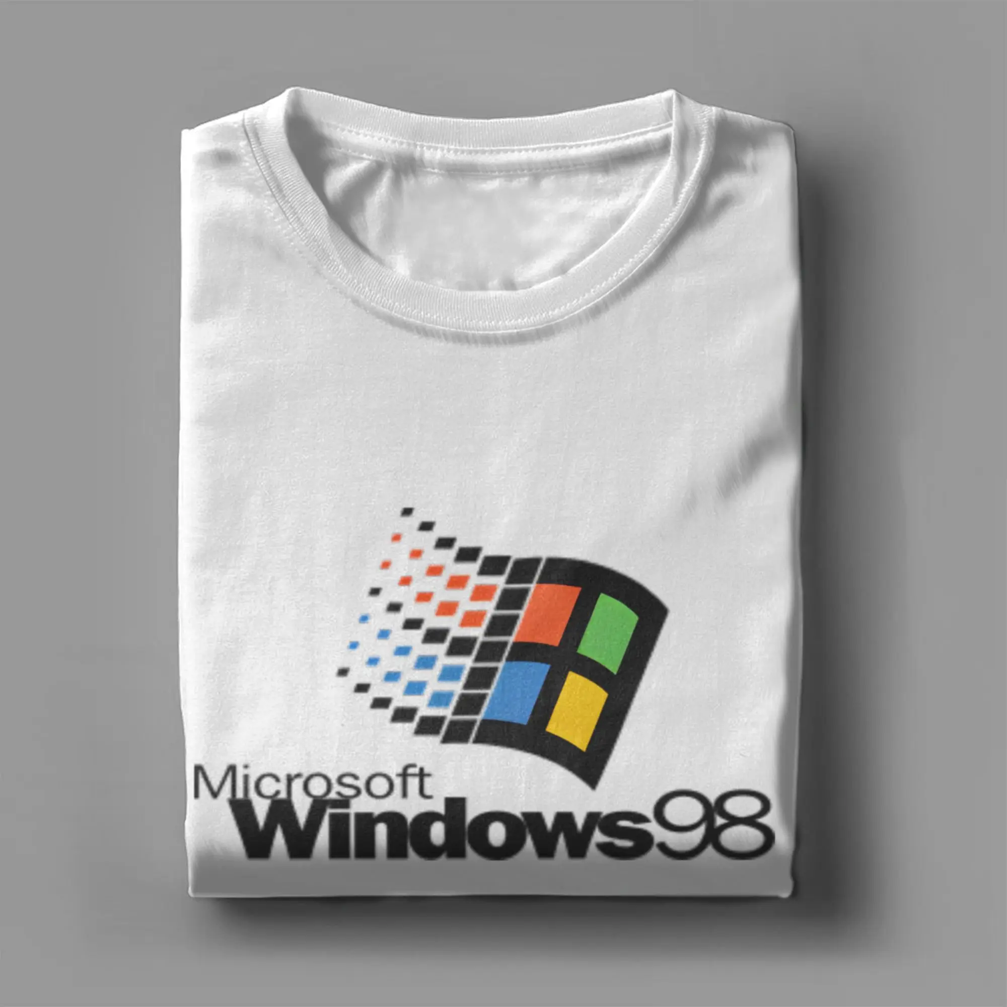 Men Windows 98 stacked logo T Shirts  Cotton Clothes Novelty Short Sleeve O Neck Tees Summer T-Shirt