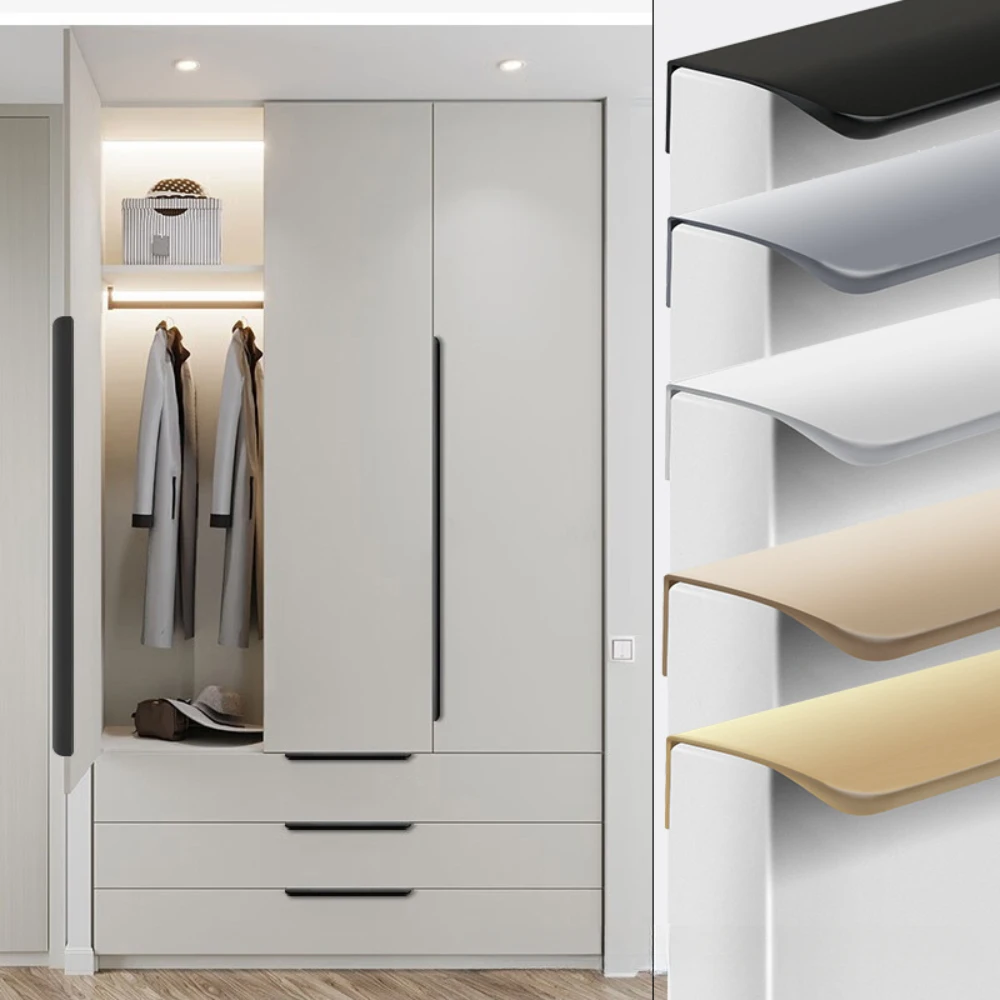 Hidden Furniture Cabinet Door Handles Side Mount No Drilling Wardrobe Cupboard Pulls Gold Black Drawer Knobs Furniture Hardware