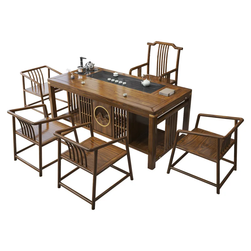 

New Chinese Solid Wood Tea Table and Chair Combination Office Home Tea Set Set