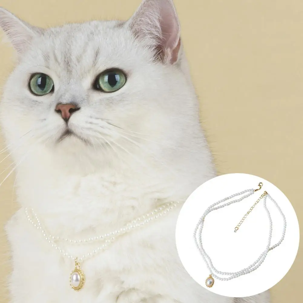 Pet Neck Collar  Long Lifespan   Pet Necklace Fashion Pet Collar Dog Cat Imitation Pearl Necklace