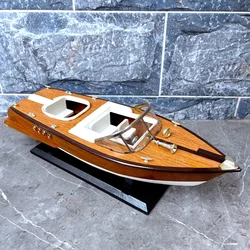 Solid Wood Yacht Model Ship Model Ornaments Modern Craft Simulation Ship Model Decoration Finished Speedboat Model Gift