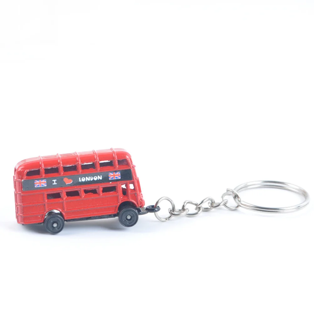 4 Pcs London Keychain Hanging Phone Booth Keyring Holder Travel Double Decker Bus