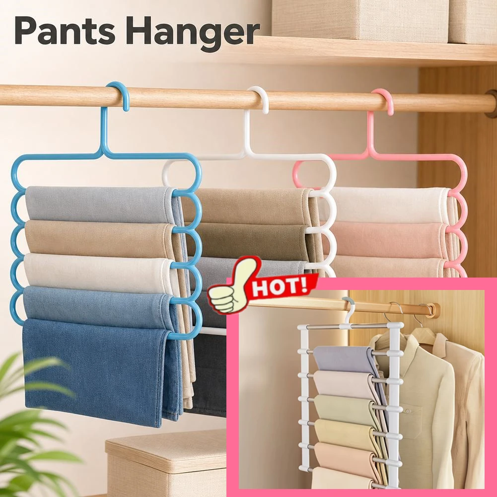 Multi functional pants rack, cloud ladder hanging, folding pants rack, stainless steel pants clip, multi-layer seamless storage