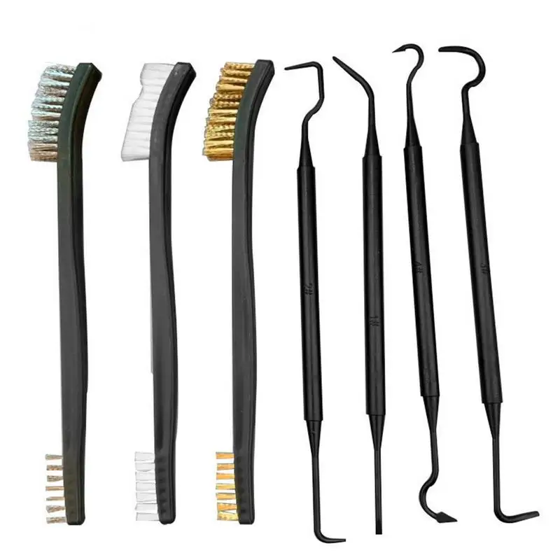 Cleaning Brush And Pick Set Double-Ended Weapons Guns Cleaning Kit Multipurpose 3pcs Steel Wire Brush 4pcs Nylon Pick Set