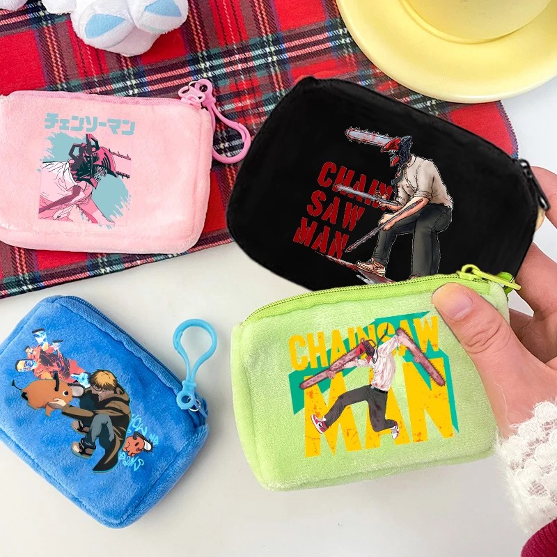 Chainsaw Man Pluche Portemonnee Cartoon Animatie Figuur Mini Portefeuilles Pochita Creatieve Rugzak Hangers Mode Kleine Opbergzakken