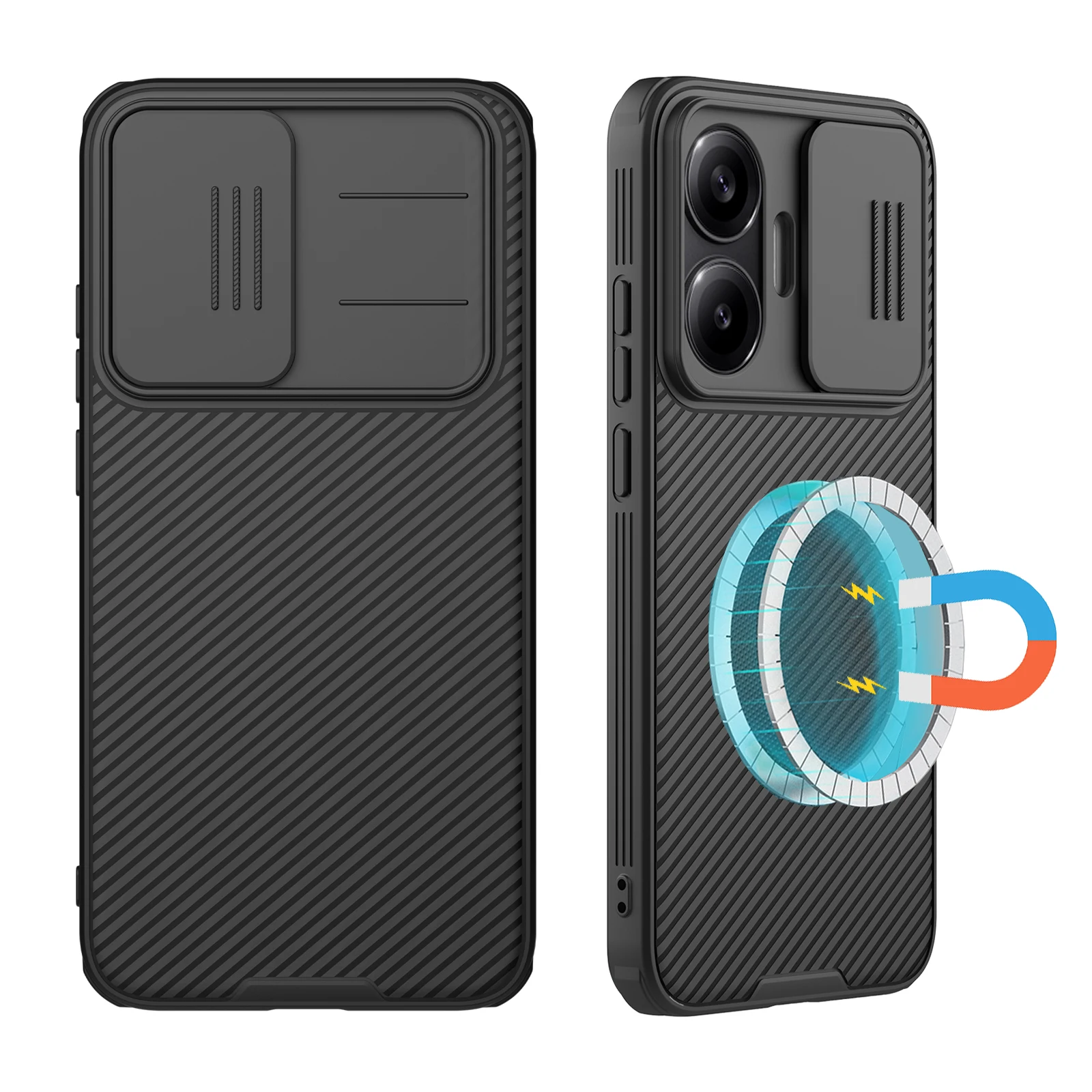 

Чехол NILLKIN для Xiaomi Poco F7 [магнитный] сдвижная крышка, защита объектива, подушка безопасности, противоударные, противоударные, угловые, с твердой задней крышкой