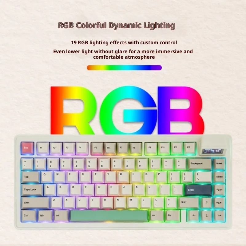 Epomaker rt82 teclado mecânico personalizado sem fio blutooth 2.4g pbt keycaps rgb gaxeta teclados de jogos de troca quente com tela lcd