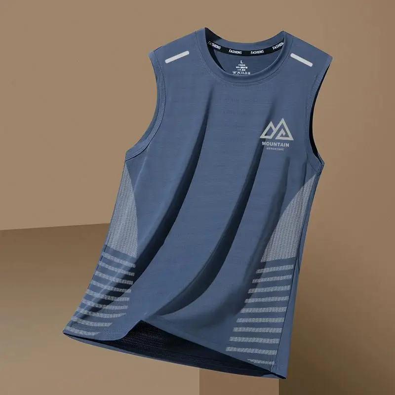 Summer Men's Quick Drying Breathable Vest Sports Fitness Base Shirt Wide Shoulder Training Sleeveless Sweatwicking T-Shirt Top