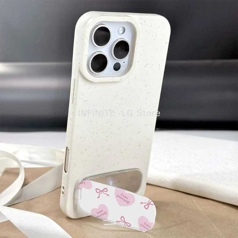 Cute Bow Style Mirror Phone Grip Foldable Kickstand With Makeup Mirror Function Multi-angle Support Multiple Styles Selection