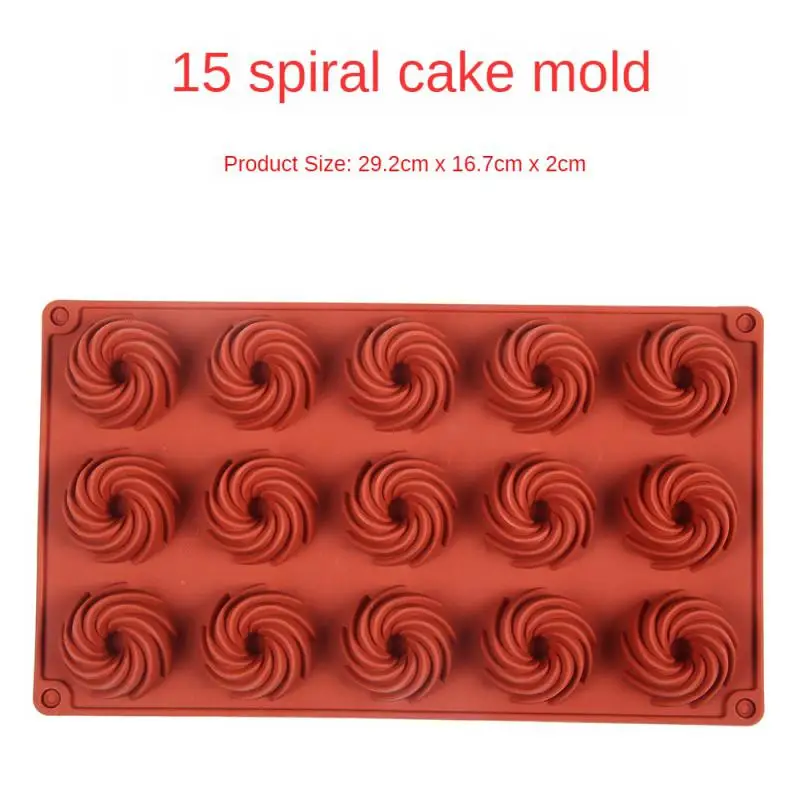 Mini Spiral Shaped 15 Cavity Silicone Cake Molds Baking Dessert Mousse Cake Decorating Moulds Cake Chocolate Bakeware