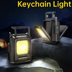 Mini Flashlight Portable USB Rechargeable Flashlight COB Work Light Double-sided Lamp LED Keychains Torch for Outdoor Fishing