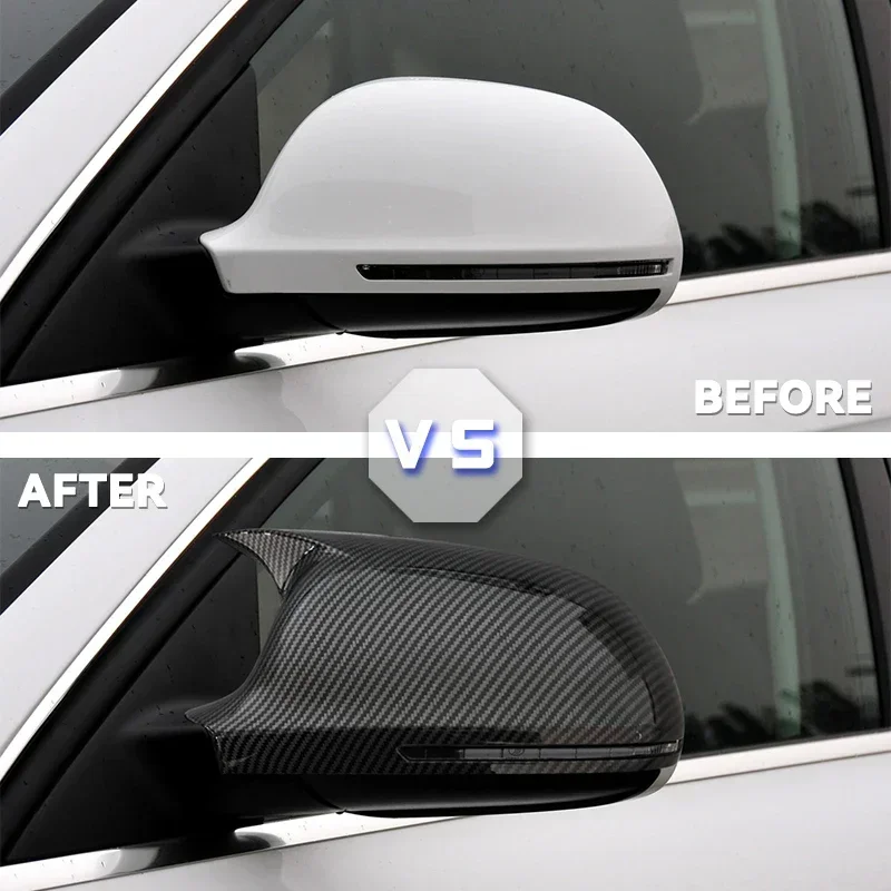 Carbon Fiber Look Black Replacement B8 8K Mirror Cover for Audi A4 S4 A5 S5 A6 S6 A8 S8 Q3 SQ3 A3 D3 8P 4F C6