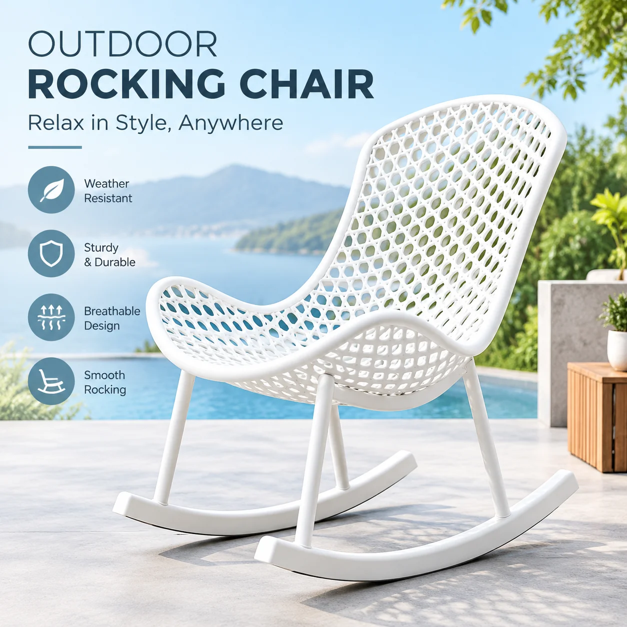 Nordic Hollow Plastic Leisure Chair Stackable Outdoor Rocking Chair Minimalist Home Patio Dining Chair Six Colors Optional