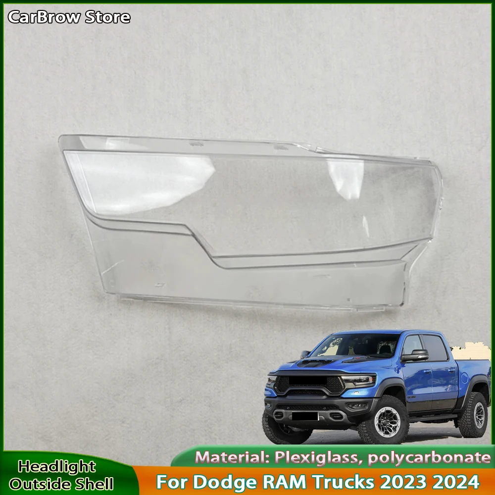 

For Dodge RAM Trucks 2023 2024 Front Headlight Cover Transparent Shade Lamp Headlamp Shell Plexiglass Replace Original Lampshade