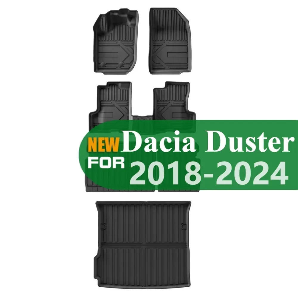 Черные автомобильные коврики для ног для Dacia Duster 2018-2024 бензиновые автомобильные коврики для багажника TPE 3D комплект ковриков для ног аксессуары левый руль Черные автомобильные коврики для ног для Dacia Duster 2018-2024 бензиновые автомобильные коврики для багажника TPE 3D комплект ковриков для ног аксессуары левый руль