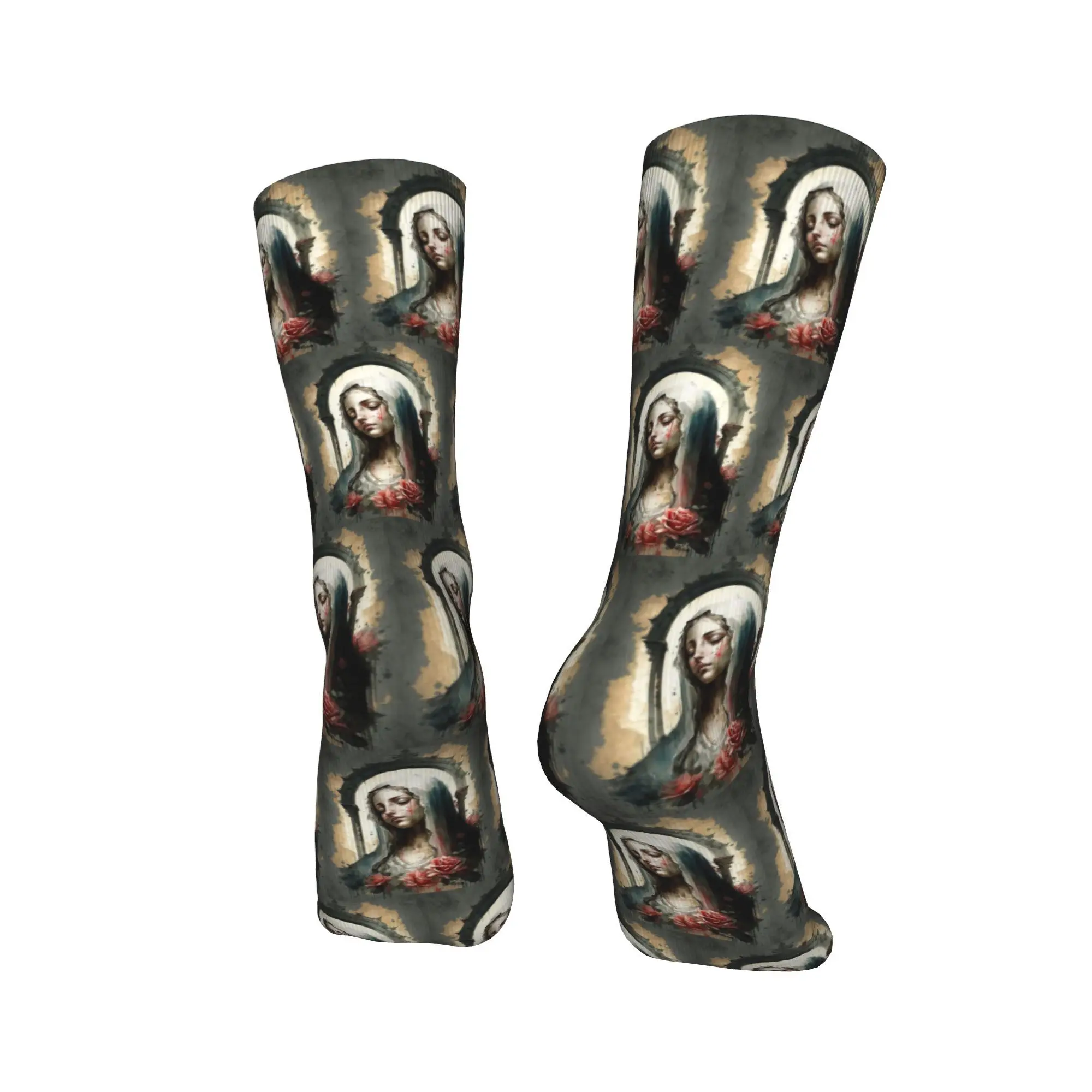مريم العذراء الكاثوليكية المسيحية الأم آلهة 9 الجوارب Harajuku جوارب الرياضة الأوسط جوارب أنبوبية لينة هدايا عيد الميلاد