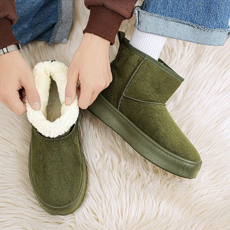 2025 Winter Black Boots Men Warmed Cotton Slip On Boots Man Ankle Boots Outdoor Platform Mens Snow Boots botas de nieve hombre