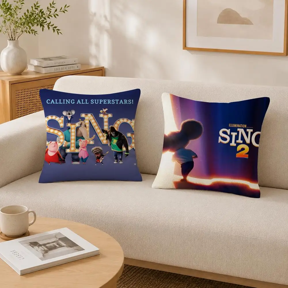 Movie Sing 2 Cushion Cover Soft Fluffy Short Plush  Pillow Case Throw Decorative Cushion Covers for Sofa Bedroom Home Decor