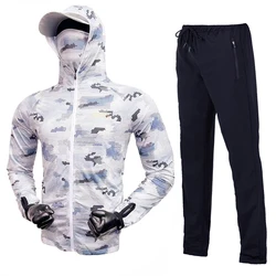 Ice Silk Fishing Suit for Men, Sun-protective Clothing, Face Covered, Team Lure, Jacket and Pants Set, 210kg, Summer