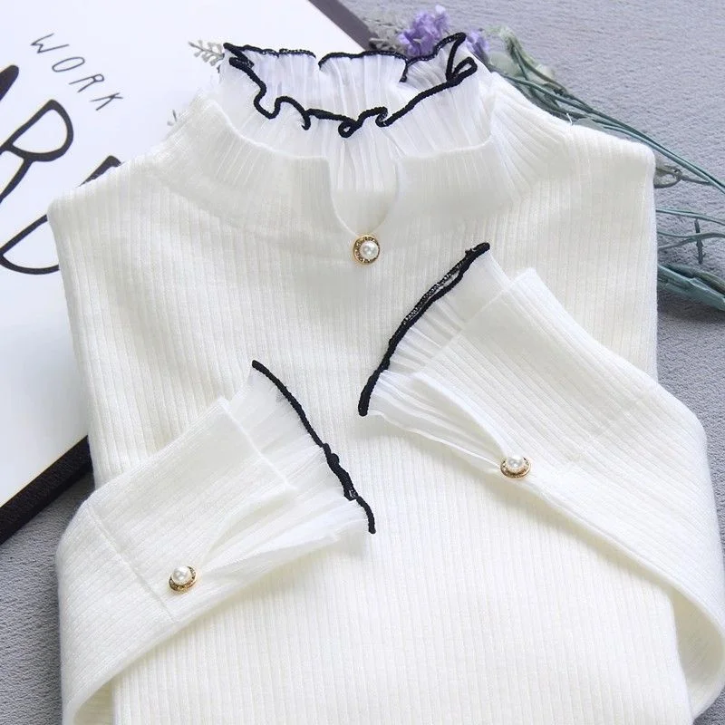 2023 Spring Autumn Cashmere Sweater Women\'s Knitted Sweater Half High Neck Soft Pullovers Long Sleeves Sweaters Pull Femme