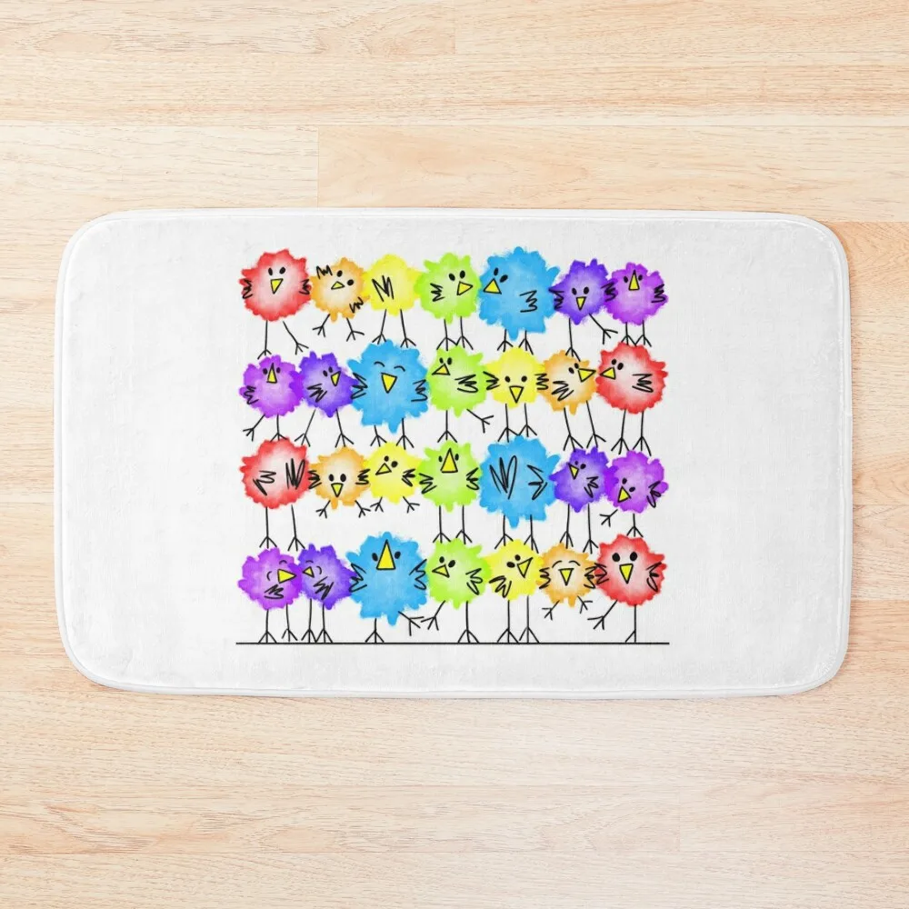 

Rainbow Birds Bath Mat Carpet Anti Slip Set Ofs In The Bathroom Mat